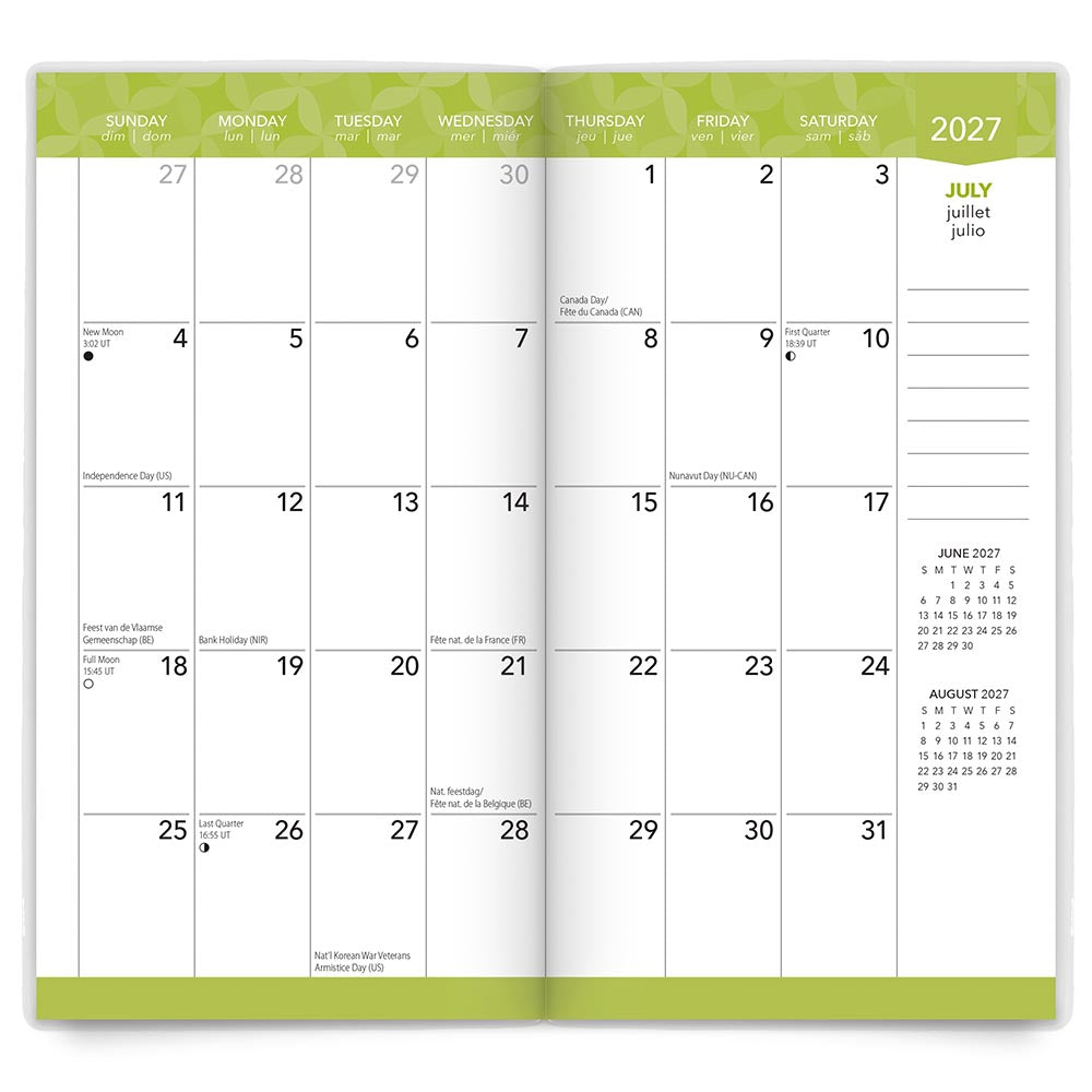 Ariel Collection | 2027-2028 3.5 x 6.5 Inch Two Year Monthly Pocket Planner Calendar | Foil Stamped Cover