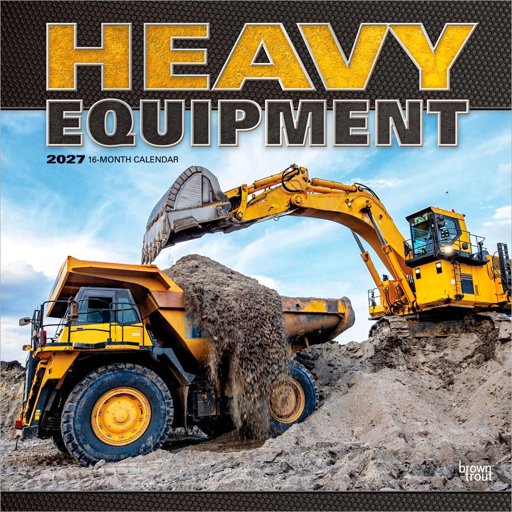 Heavy Equipment | 2027 12 x 24 Inch (Hanging) Monthly Square Wall Calendar