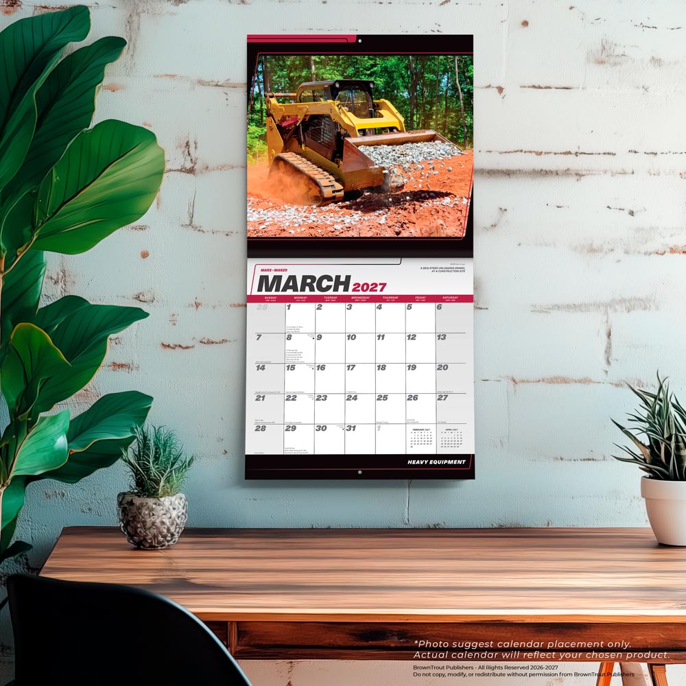 Heavy Equipment | 2027 12 x 24 Inch (Hanging) Monthly Square Wall Calendar