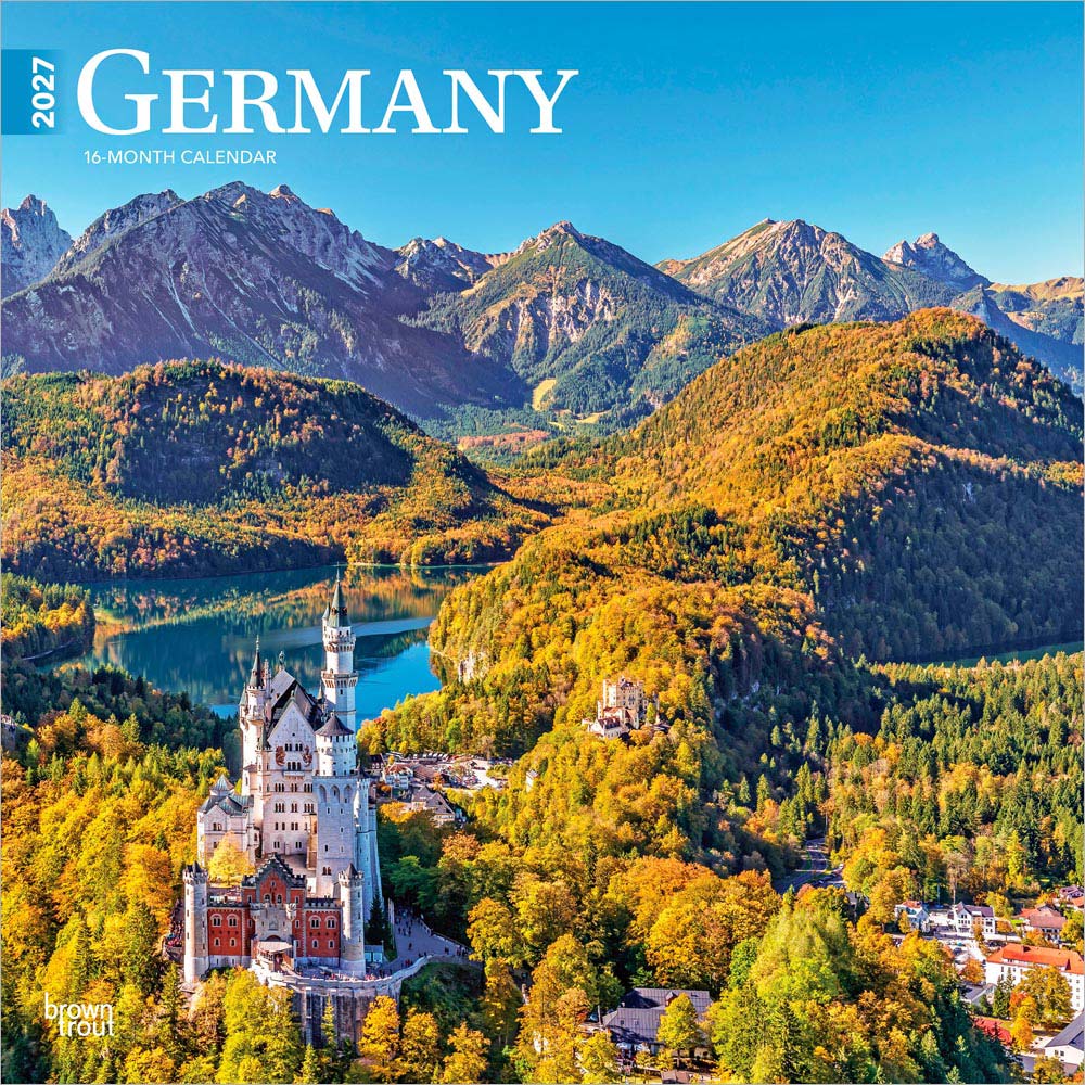 Germany | 2027 12 x 24 Inch (Hanging) Monthly Square Wall Calendar
