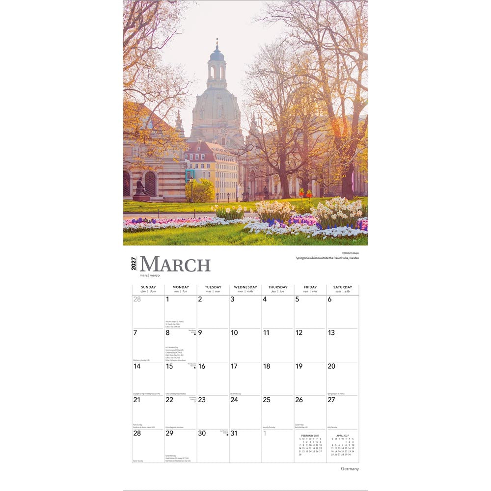 Germany | 2027 12 x 24 Inch (Hanging) Monthly Square Wall Calendar