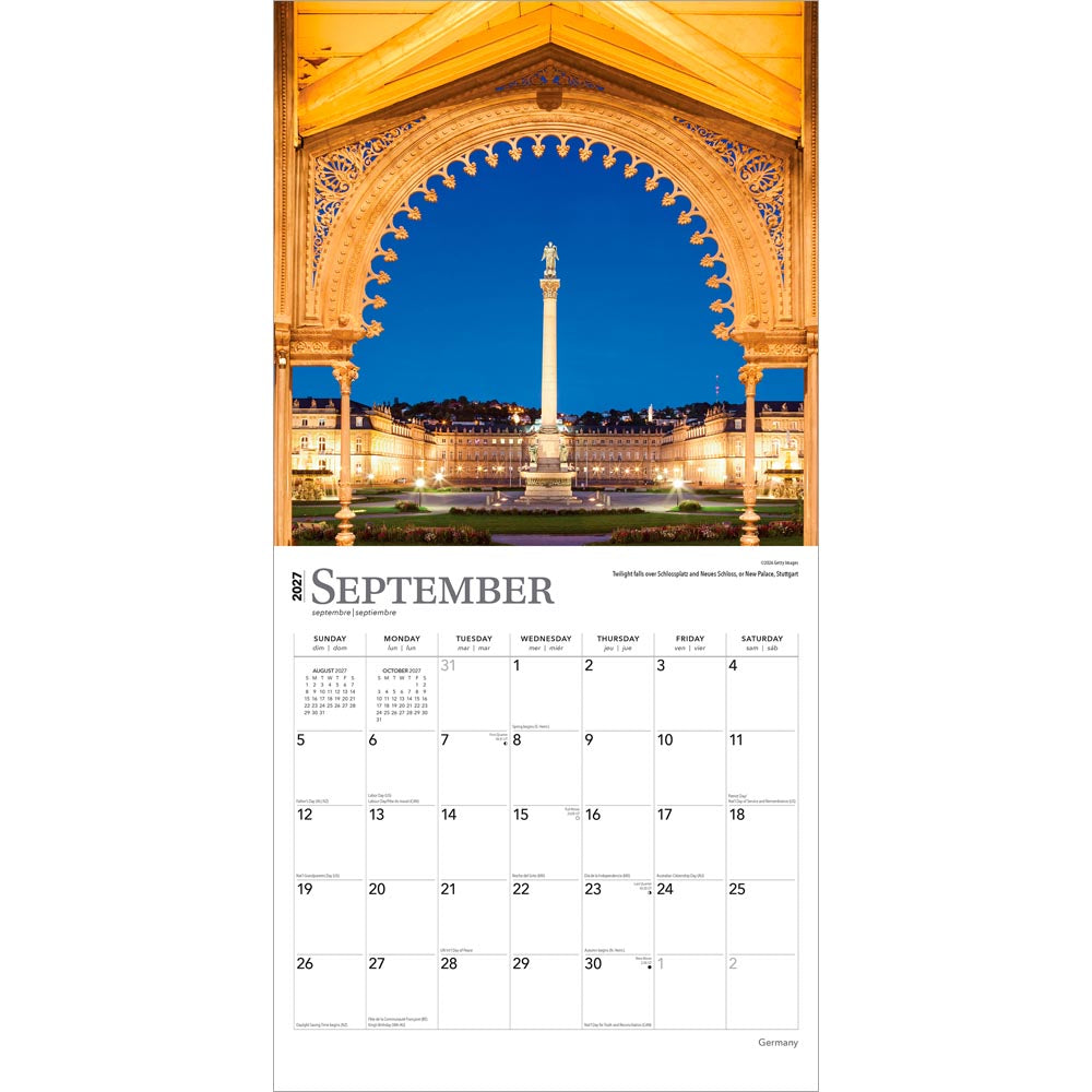 Germany | 2027 12 x 24 Inch (Hanging) Monthly Square Wall Calendar