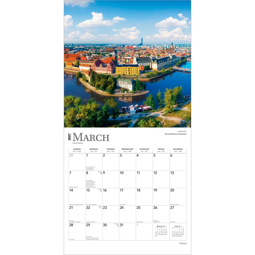 Poland | 2027 12 x 24 Inch (Hanging) Monthly Square Wall Calendar