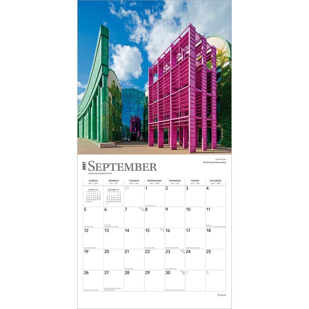 Poland | 2027 12 x 24 Inch (Hanging) Monthly Square Wall Calendar