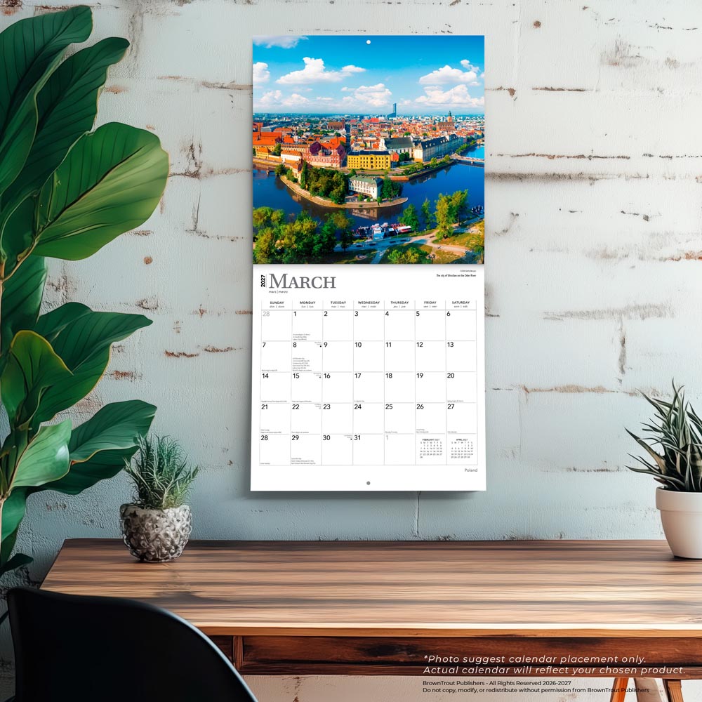 Poland | 2027 12 x 24 Inch (Hanging) Monthly Square Wall Calendar