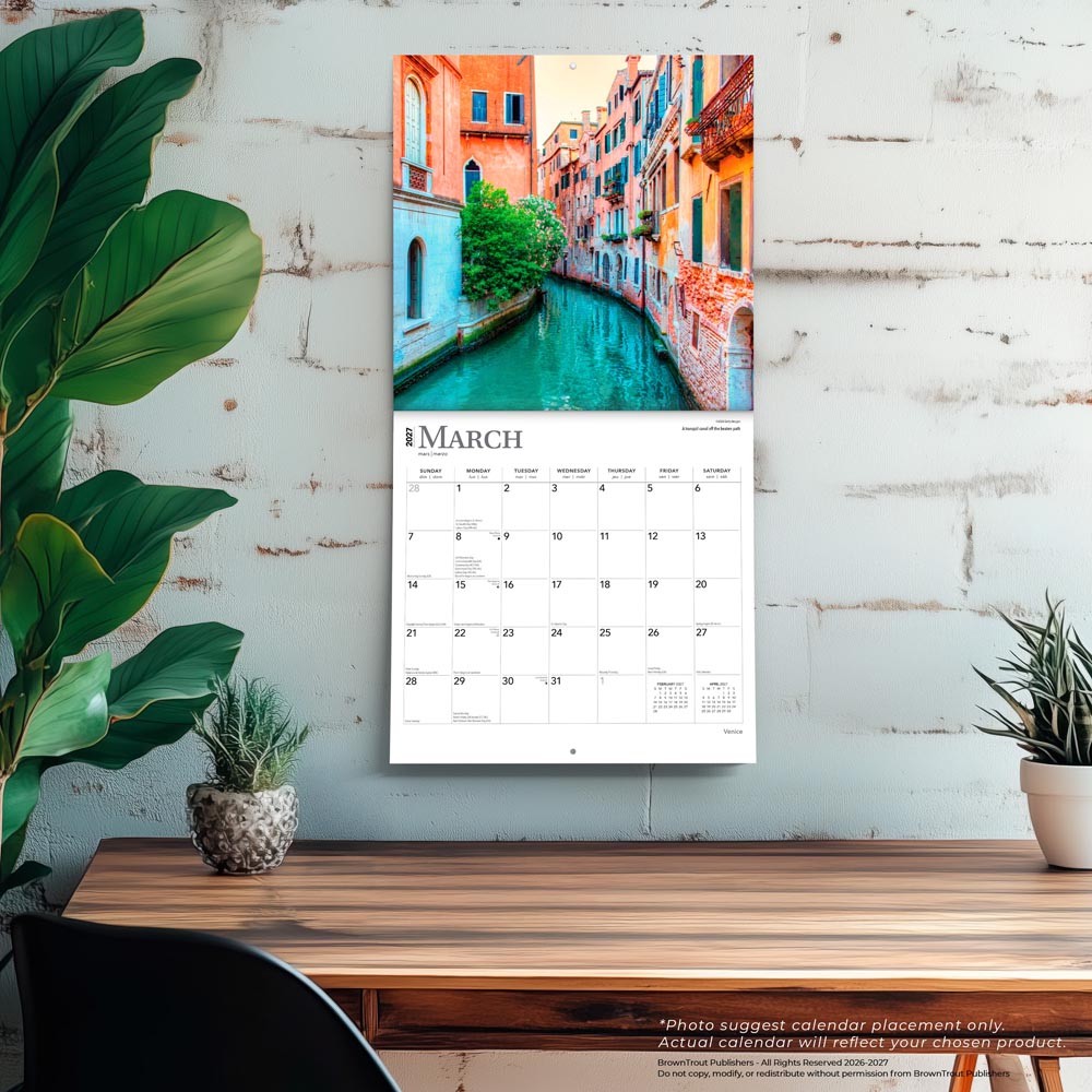 Venice | 2027 12 x 24 Inch (Hanging) Monthly Square Wall Calendar