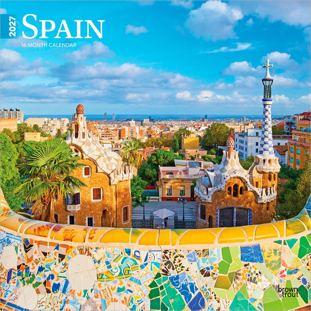 Spain | 2027 12 x 24 Inch (Hanging) Monthly Square Wall Calendar