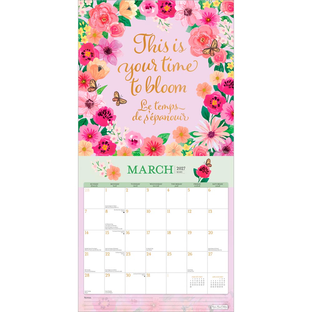 Bonnie Marcus OFFICIAL | 2027 12 x 24 Inch (Hanging) Monthly Square Wall Calendar | English/French Bilingual