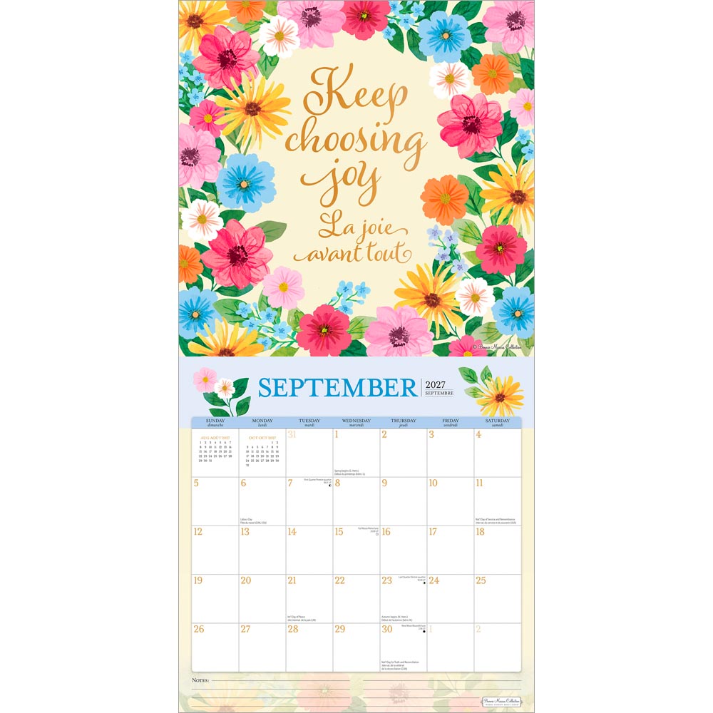 Bonnie Marcus OFFICIAL | 2027 12 x 24 Inch (Hanging) Monthly Square Wall Calendar | English/French Bilingual