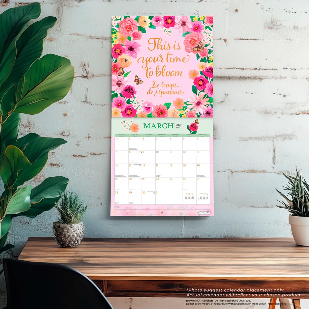 Bonnie Marcus OFFICIAL | 2027 12 x 24 Inch (Hanging) Monthly Square Wall Calendar | English/French Bilingual