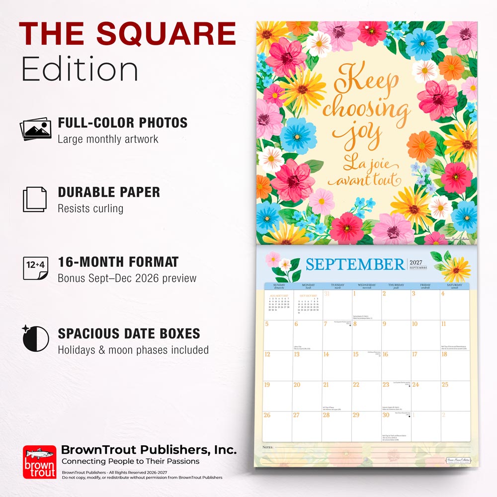 Bonnie Marcus OFFICIAL | 2027 12 x 24 Inch (Hanging) Monthly Square Wall Calendar | English/French Bilingual