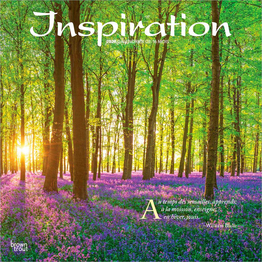 Inspiration | 2027 12 x 24 Inch (Hanging) Monthly Square Wall Calendar | French Language