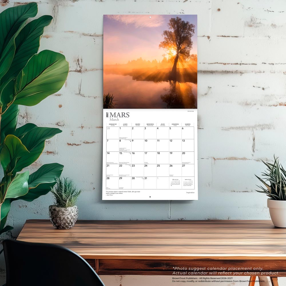 Inspiration | 2027 12 x 24 Inch (Hanging) Monthly Square Wall Calendar | French Language