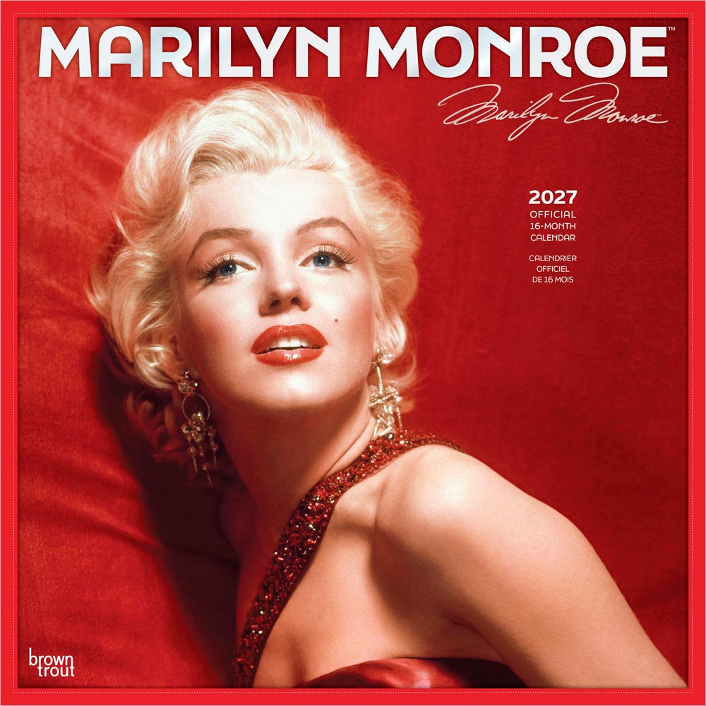 Marilyn Monroe OFFICIAL | 2027 12 x 24 Inch (Hanging) Monthly Square Wall Calendar | English/French Bilingual