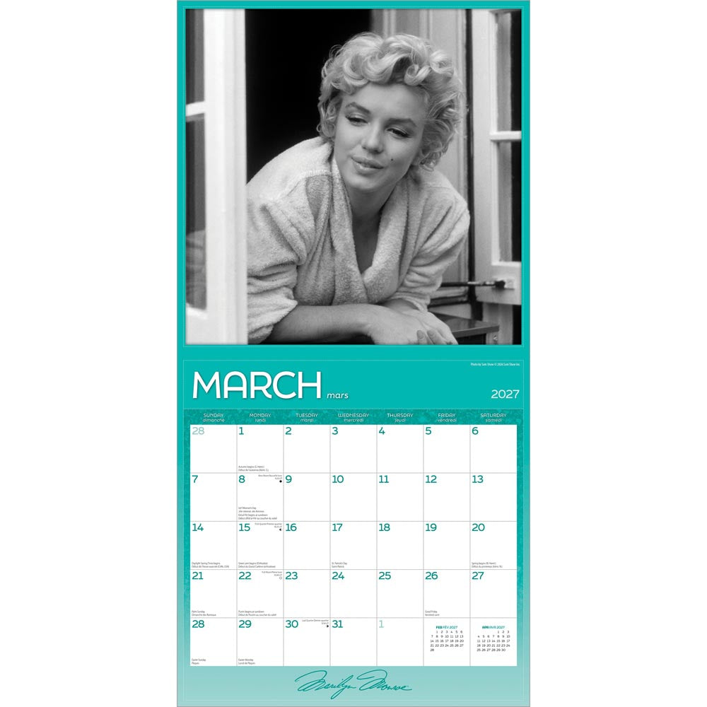Marilyn Monroe OFFICIAL | 2027 12 x 24 Inch (Hanging) Monthly Square Wall Calendar | English/French Bilingual