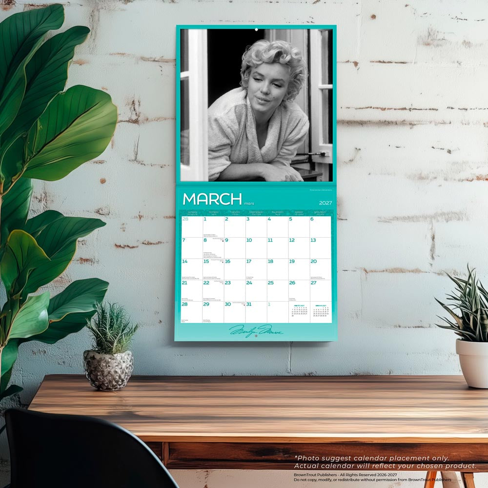 Marilyn Monroe OFFICIAL | 2027 12 x 24 Inch (Hanging) Monthly Square Wall Calendar | English/French Bilingual