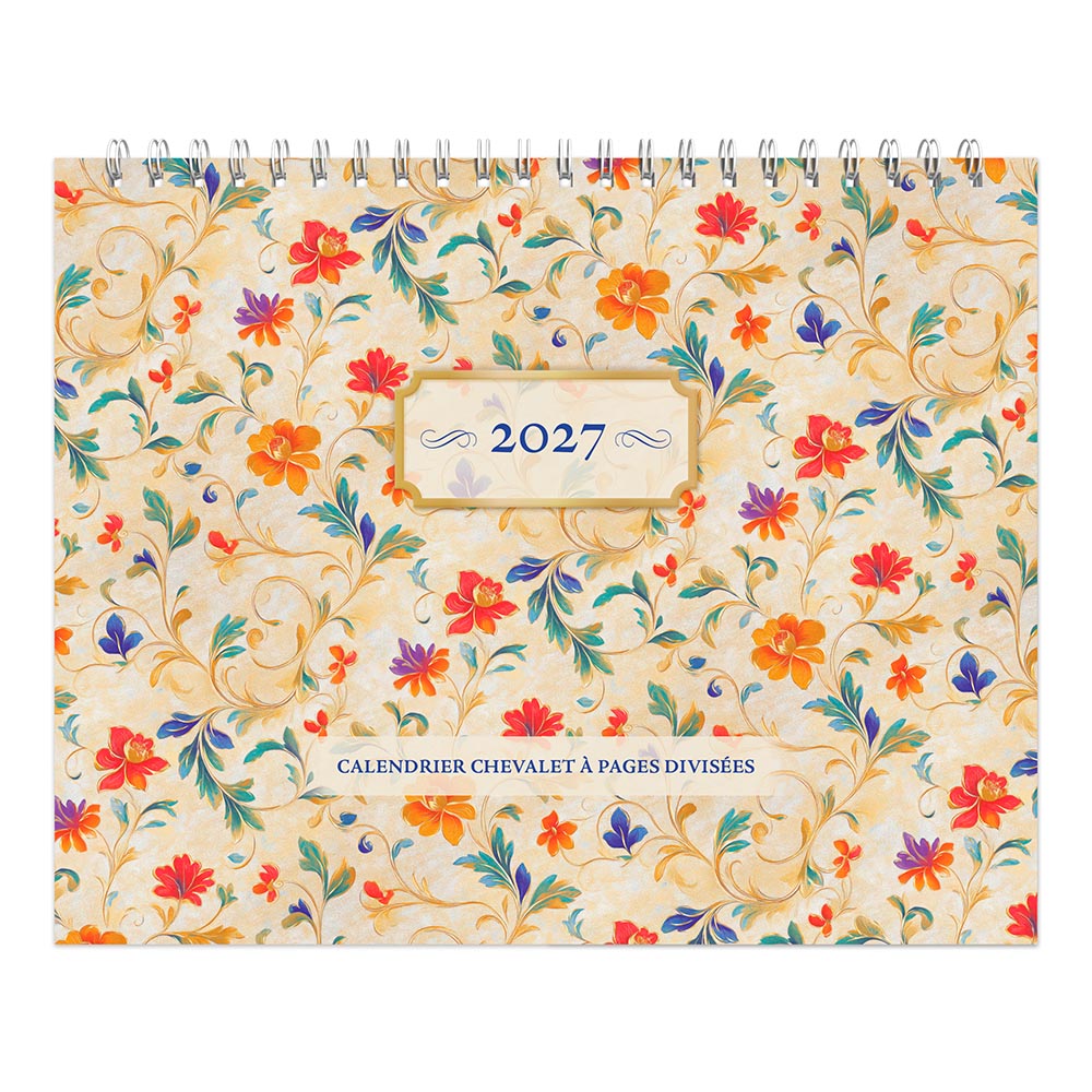 Beaute Toscane | 2027 7.5 x 6 Inch Monthly Double-View Easel Desk Calendar | French Language