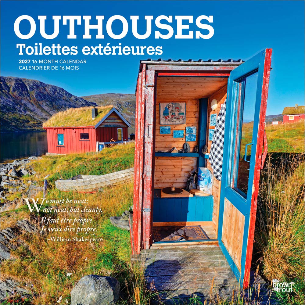 Outhouses | 2027 12 x 24 Inch (Hanging) Monthly Square Wall Calendar | English/French Bilingual