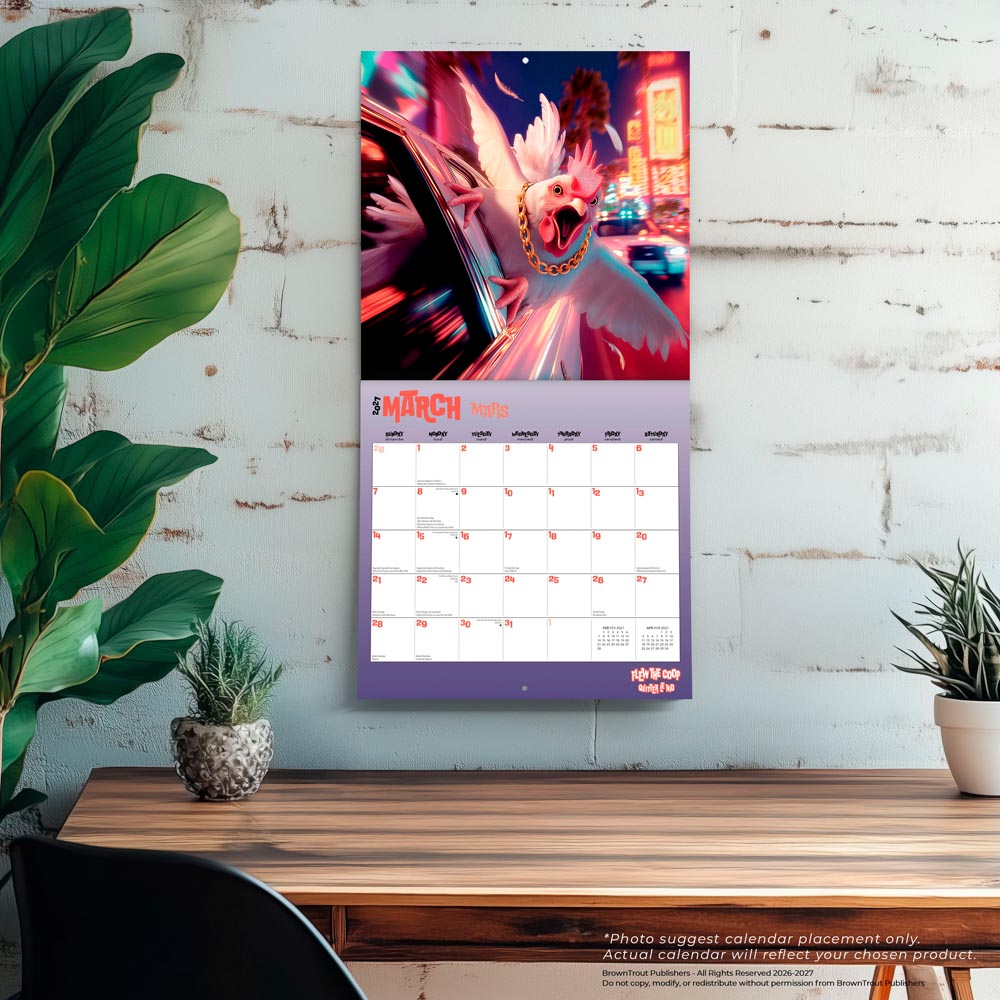 Flew the Coop | 2027 12 x 24 Inch (Hanging) Monthly Square Wall Calendar | English/French Bilingual