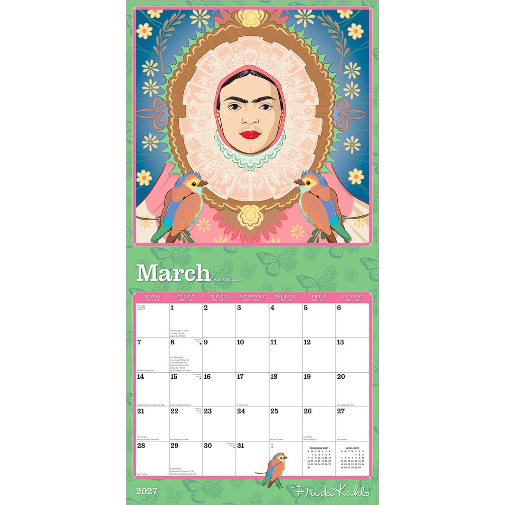 Frida Kahlo OFFICIAL | 2027 12 x 24 Inch (Hanging) Monthly Square Wall Calendar