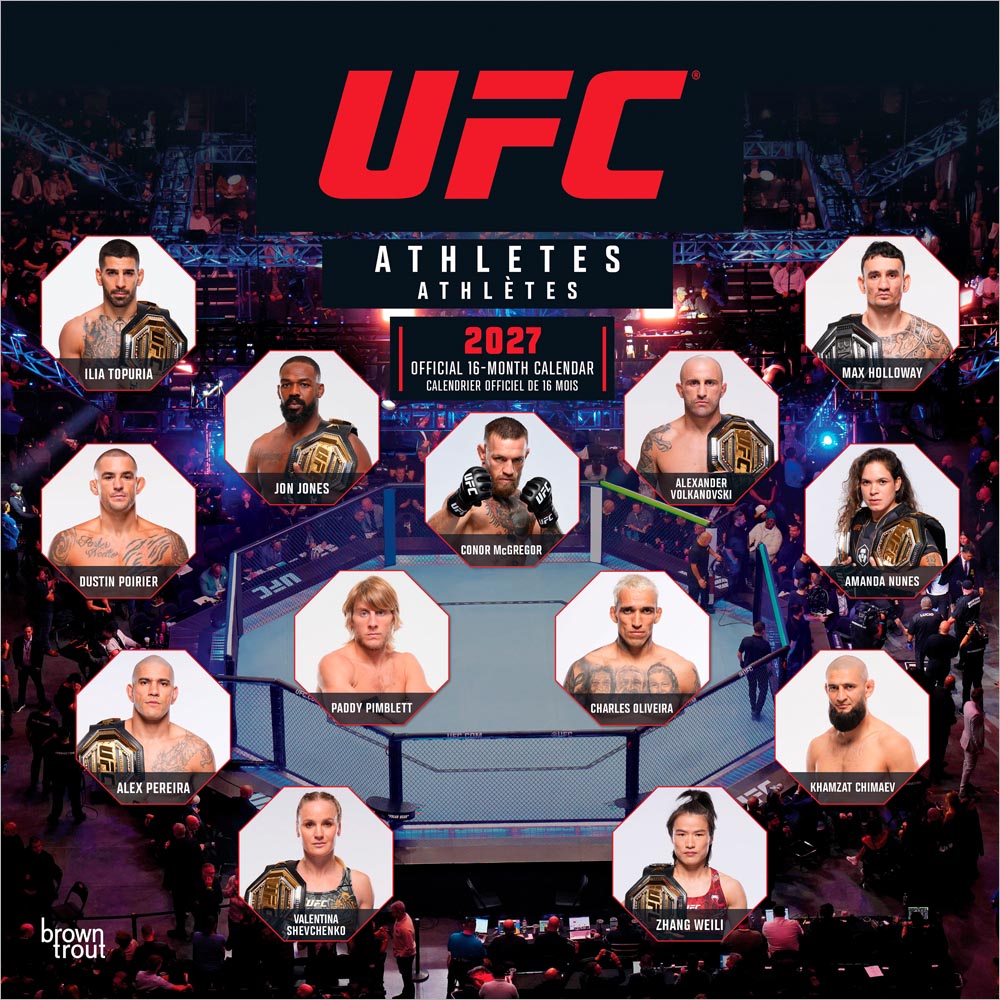 Ultimate Fighting Championship OFFICIAL | UFC Athletes | 2027 12 x 24 Inch (Hanging) Monthly Square Wall Calendar | English/French Bilingual