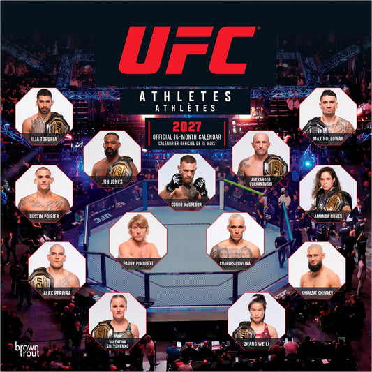 Ultimate Fighting Championship OFFICIAL | UFC Athletes | 2027 12 x 24 Inch (Hanging) Monthly Square Wall Calendar | English/French Bilingual