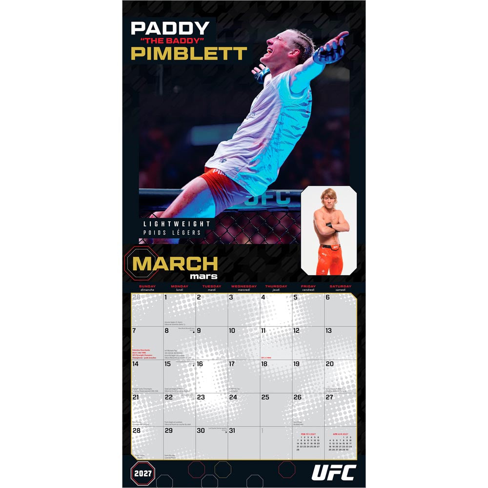 Ultimate Fighting Championship OFFICIAL | UFC Athletes | 2027 12 x 24 Inch (Hanging) Monthly Square Wall Calendar | English/French Bilingual