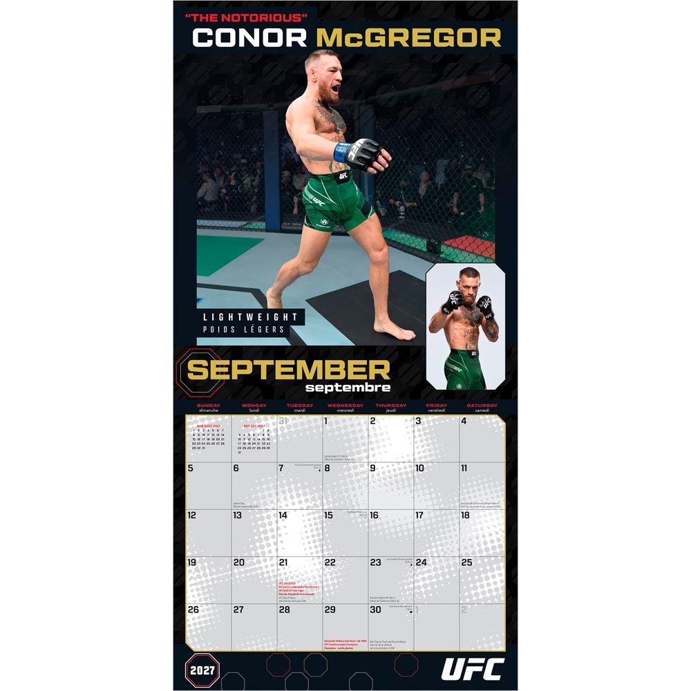 Ultimate Fighting Championship OFFICIAL | UFC Athletes | 2027 12 x 24 Inch (Hanging) Monthly Square Wall Calendar | English/French Bilingual
