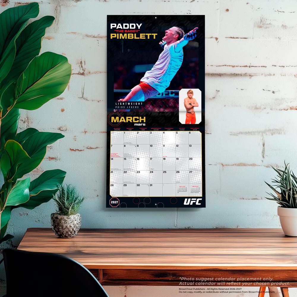 Ultimate Fighting Championship OFFICIAL | UFC Athletes | 2027 12 x 24 Inch (Hanging) Monthly Square Wall Calendar | English/French Bilingual