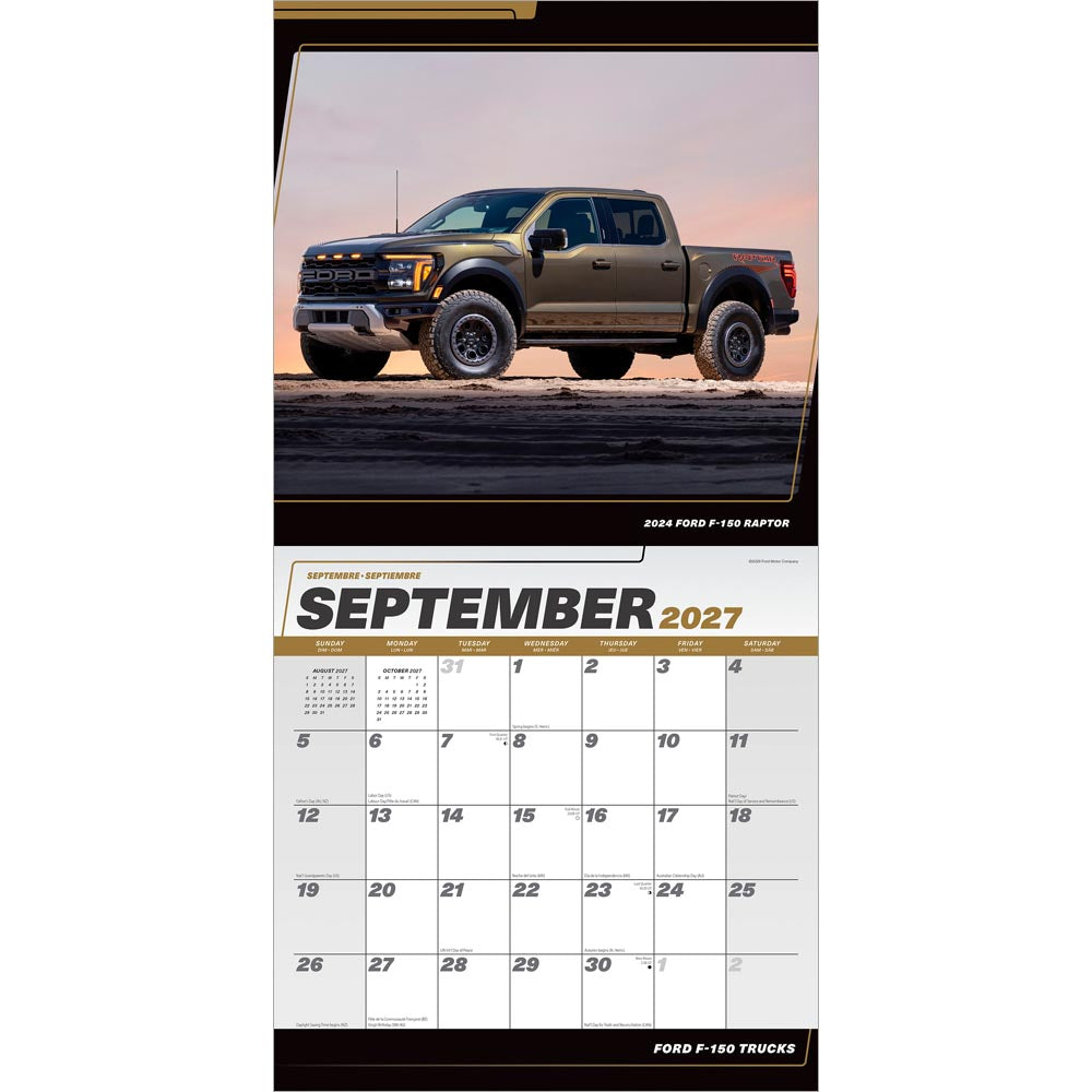 Ford F150 Trucks OFFICIAL | 2027 12 x 24 Inch (Hanging) Monthly Square Wall Calendar