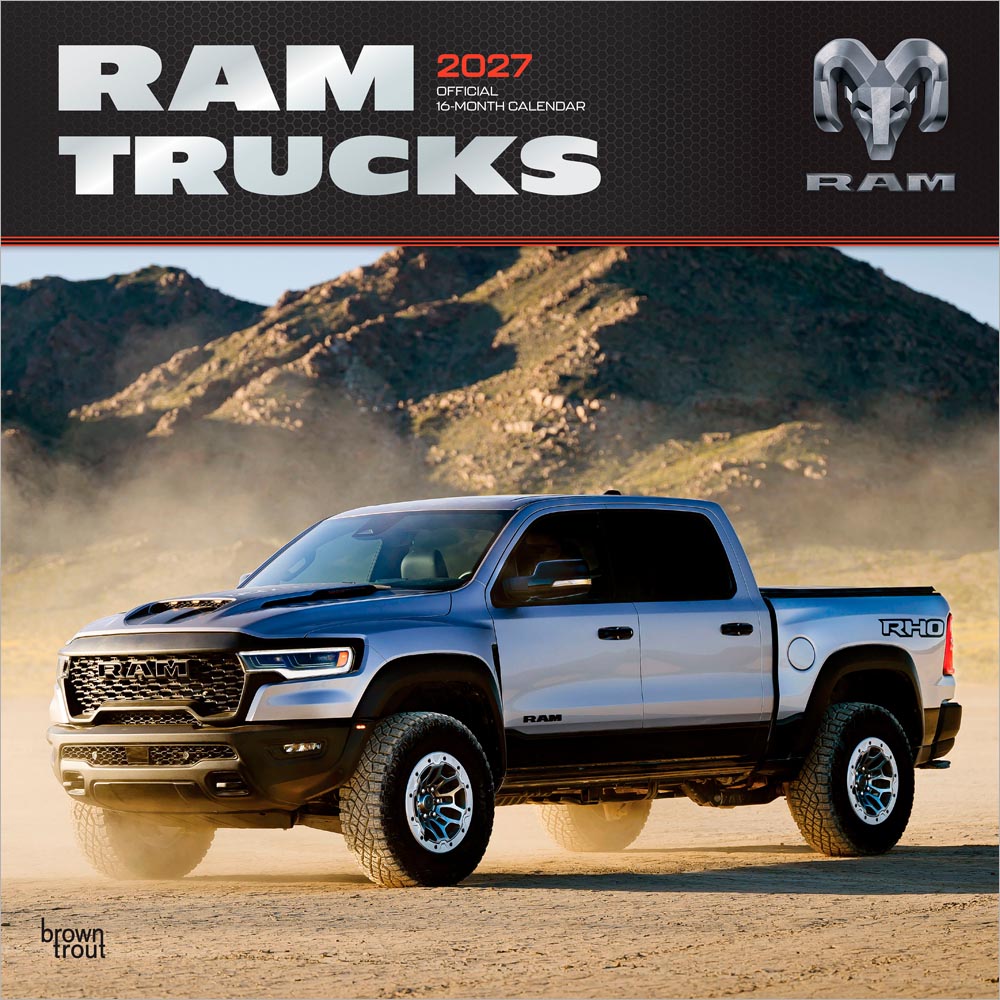 Ram Trucks OFFICIAL | 2027 12 x 24 Inch (Hanging) Monthly Square Wall Calendar | Foil Stamped Cover