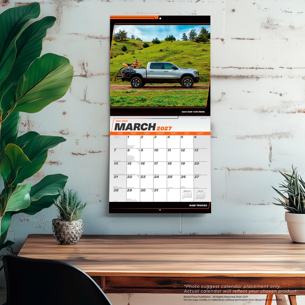 Ram Trucks OFFICIAL | 2027 12 x 24 Inch (Hanging) Monthly Square Wall Calendar | Foil Stamped Cover