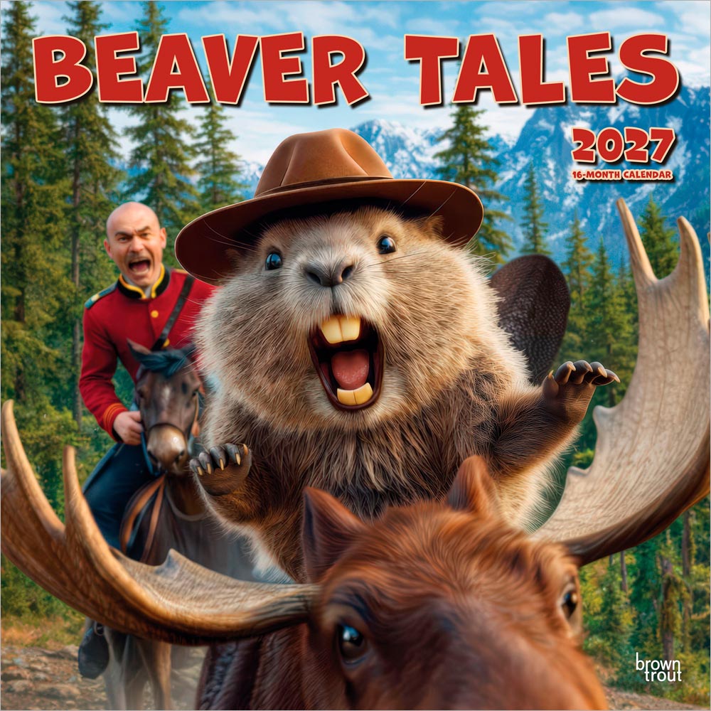Beaver Tales | 2027 12 x 24 Inch (Hanging) Monthly Square Wall Calendar