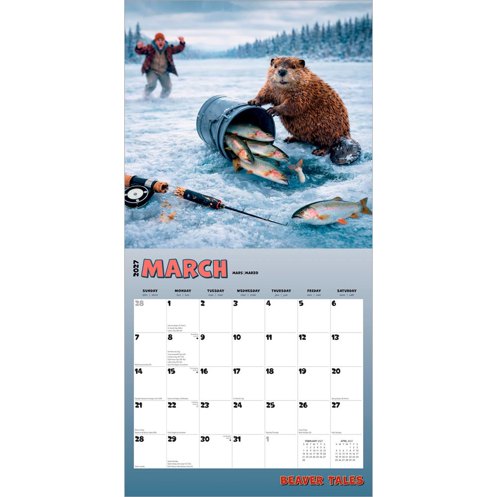 Beaver Tales | 2027 12 x 24 Inch (Hanging) Monthly Square Wall Calendar