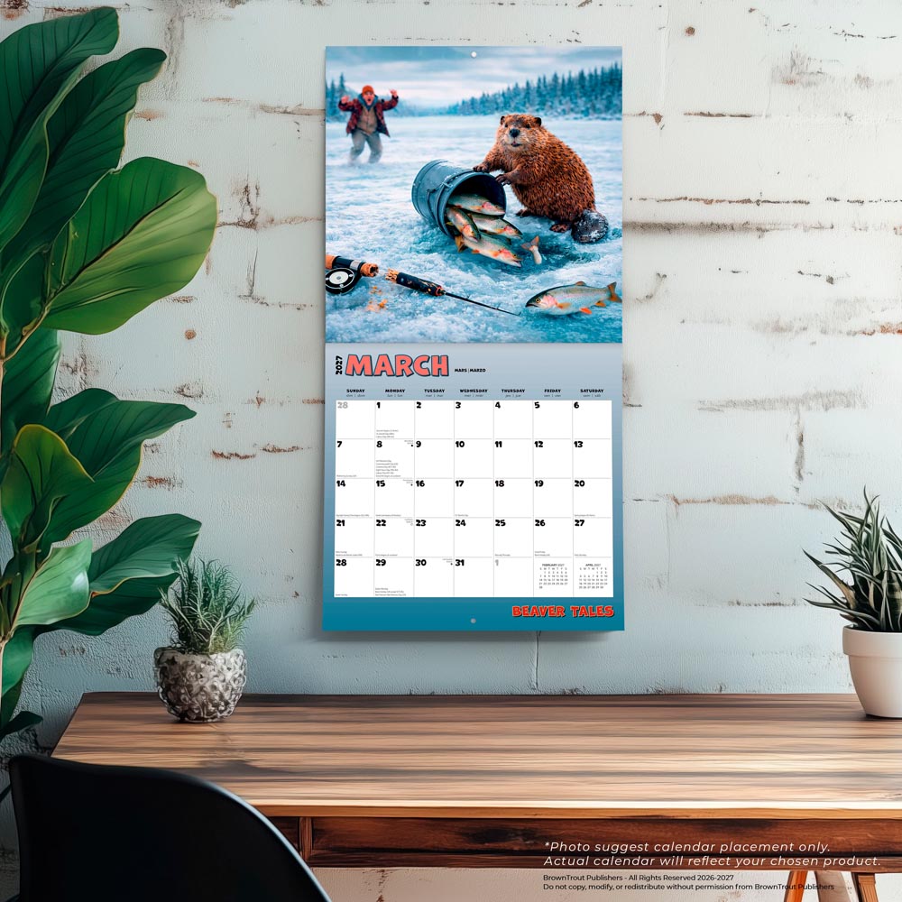 Beaver Tales | 2027 12 x 24 Inch (Hanging) Monthly Square Wall Calendar