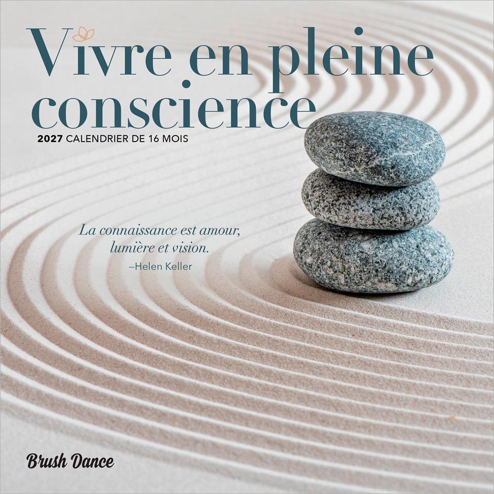 Vivre en pleine conscience | 2027 7 x 14 Inch (Hanging) Monthly Mini Wall Calendar | French Language