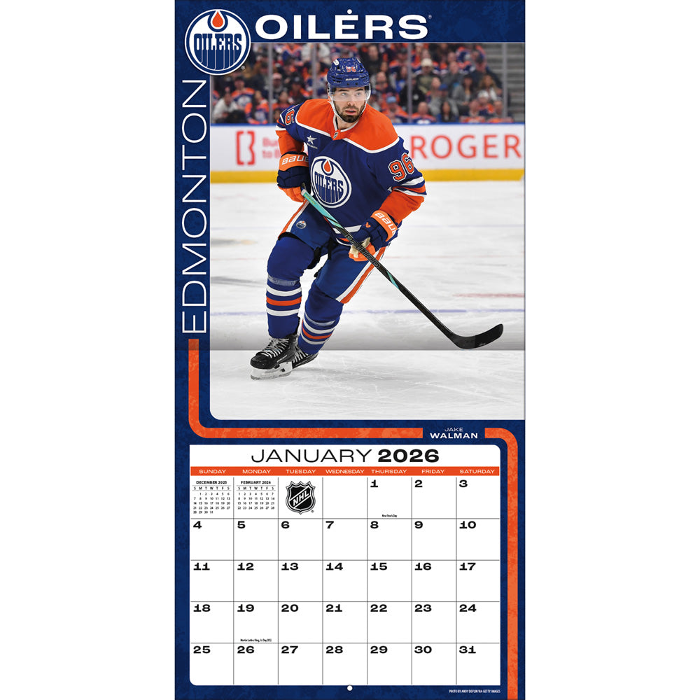 NHL Edmonton Oilers 2026 12x12 Wall Calendar