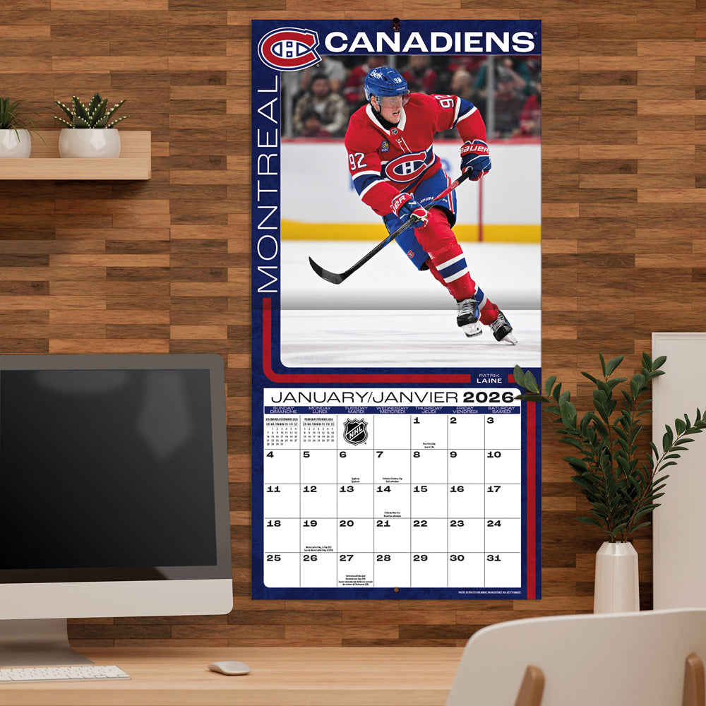 NHL Montreal Canadiens Bilingual 2026 12x12 Wall Calendar