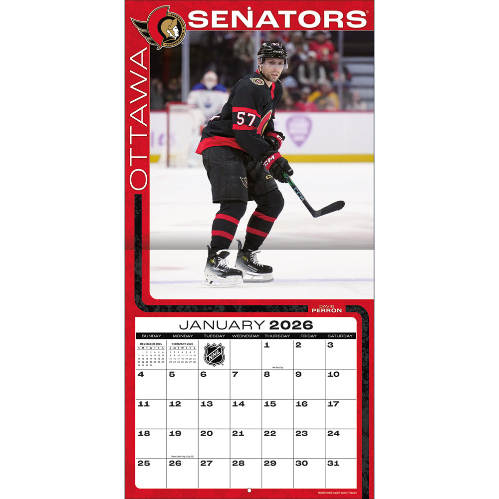 NHL Ottawa Senators 2026 12x12 Wall Calendar