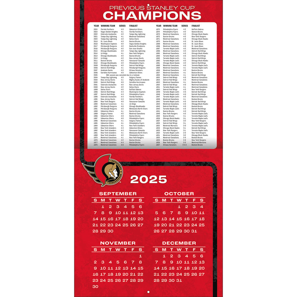 NHL Ottawa Senators 2026 12x12 Wall Calendar