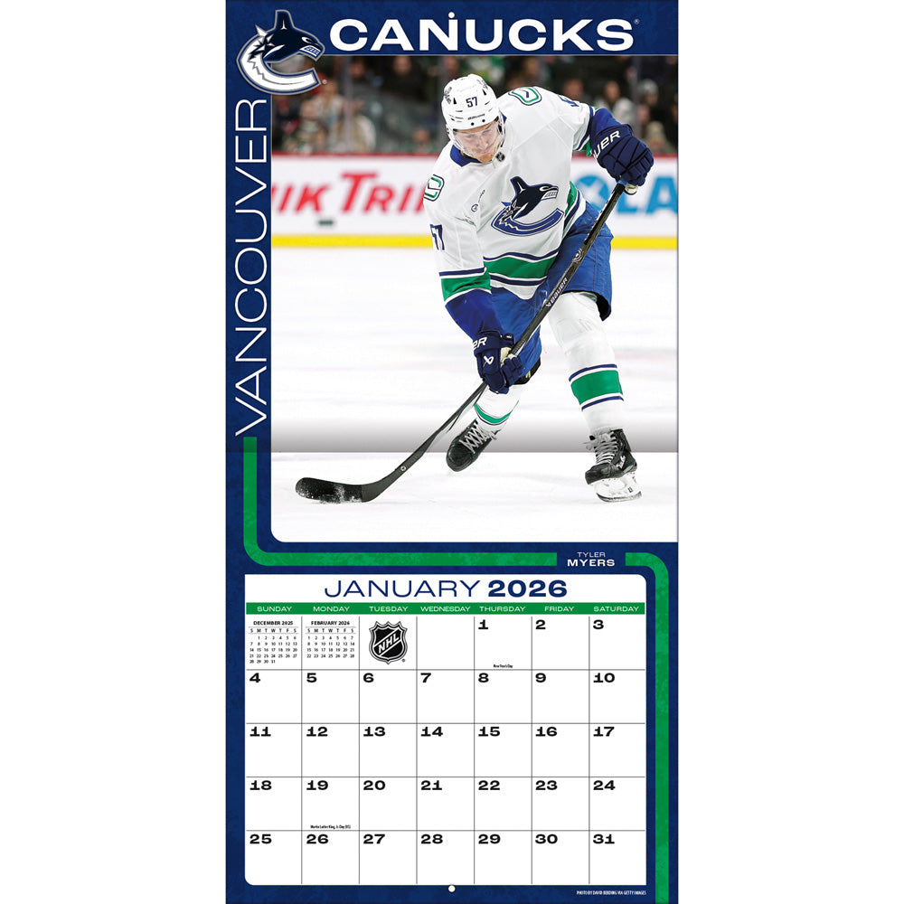 NHL Vancouver Canucks 2026 12x12 Wall Calendar
