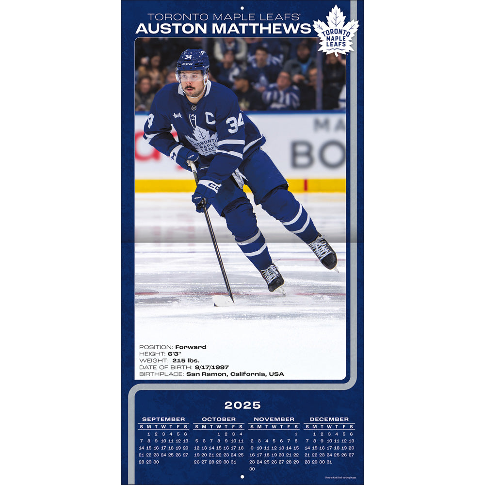 NHL Auston Matthews Toronto Maple Leafs 2026 12x12 Wall Calendar