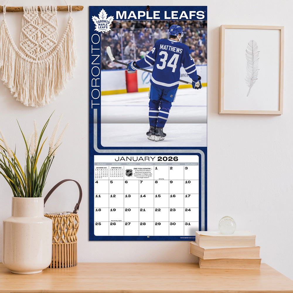 NHL Auston Matthews Toronto Maple Leafs 2026 12x12 Wall Calendar