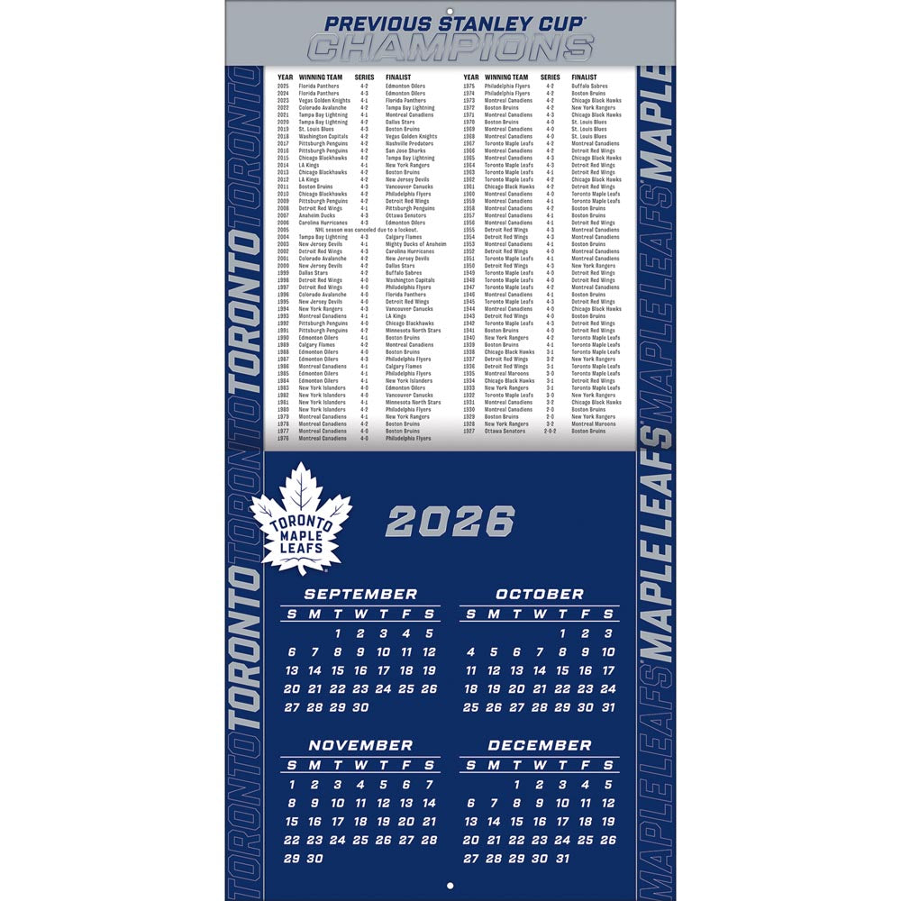 Toronto Maple Leafs 2027 12X12 Team Wall Calendar Turner