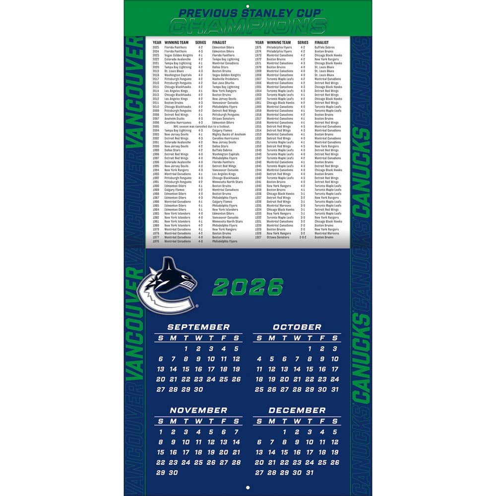 Vancouver Canucks 2027 12X12 Team Wall Calendar Turner
