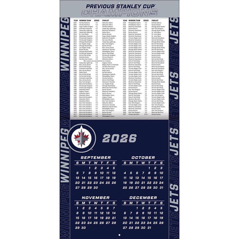 Winnipeg Jets 2027 12X12 Team Wall Calendar Turner