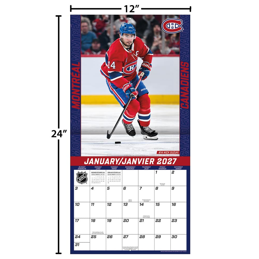 Montreal Canadiens - Bilingual 2027 12X12 Team Wall Calendar Turner