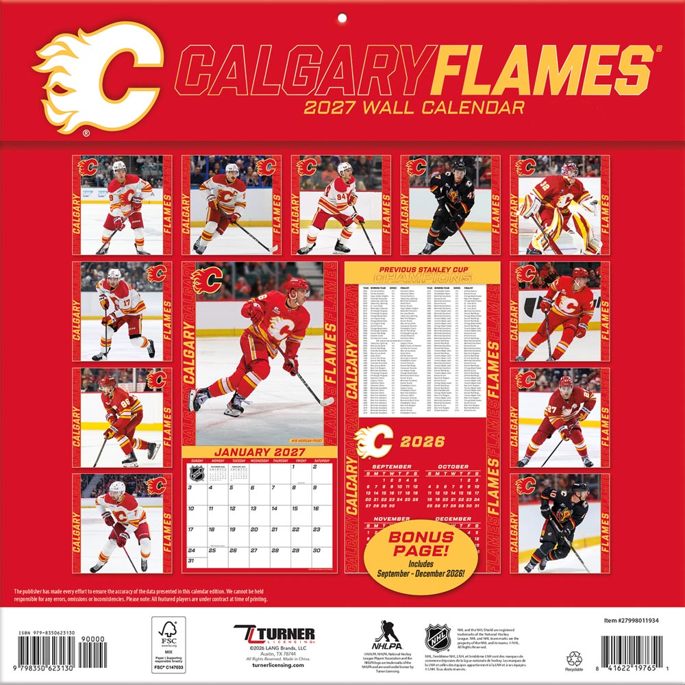 Calgary Flames 2027 12X12 Team Wall Calendar Turner