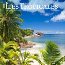 Îles Tropicales | 2025 7 x 14 Inch Monthly Mini Wall Calendar | French Language