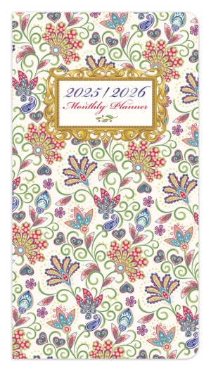 Tuscan Delight | 2025-2026 3.5 x 6.5 Inch Two Year Monthly Pocket Planner Calendar | Foil Stamped Cover